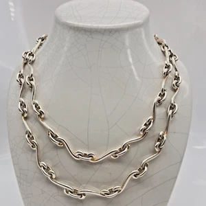 Vintage Karl Lagerfeld Silver Tone Paris NWT Huge 58" Chain Link Necklace - Picture 1 of 7