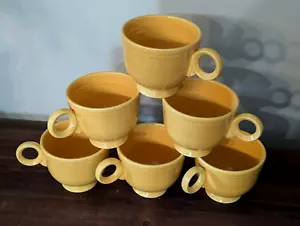 Vintage Fiestaware Fiesta Kaffee Tee Tasse gelb Homer Laughlin 6er Set - Bild 1 von 8