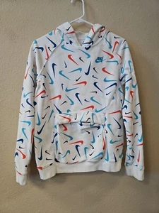 Nike HOODIE SWEATSHIRT Youth XL All Over Logo Print Pullover Pockets  - Picture 1 of 3