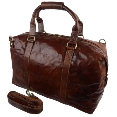 Rowallan of Scotland Mens Cognac Buffalo Leather Holdall - Image 1 of 4