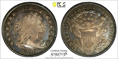 1800 DRAPED BUST DOLLAR PCGS CHOICE VERY FINE 25 ENDEARING SMOOTH SURFACES WITH - Image 1 of 4