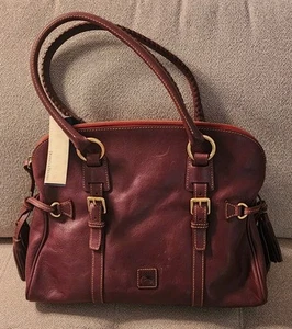 NWT Dooney And Bourke 8L698 PM PLUM Domed Buckle Satchel Large Leather -Ret $398 - Picture 1 of 6