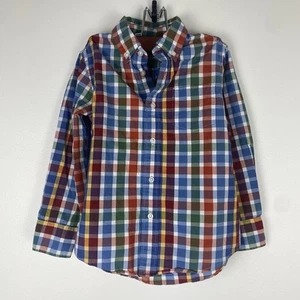 Crewcuts Factory Jungen kariertes Hemd mit Knopfleiste Größe 4-5 blau orange - Bild 1 von 6