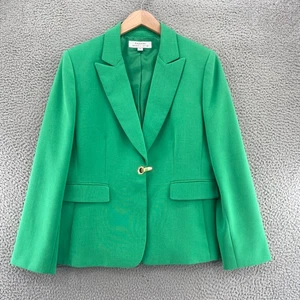Tahari Blazer Womens 16 Green Gold Clasp Peak Lapel Pockets Office Career Work - Picture 1 of 11