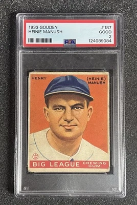 Goudey 1933 - #187 Heinie Manush - PSA 2 (grado nuevo) Foto 1 de 2