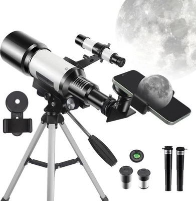Portable 70mm Kids & Adults Telescope 150X Refractor with Tripod & Phone Mount - Image 1 of 4