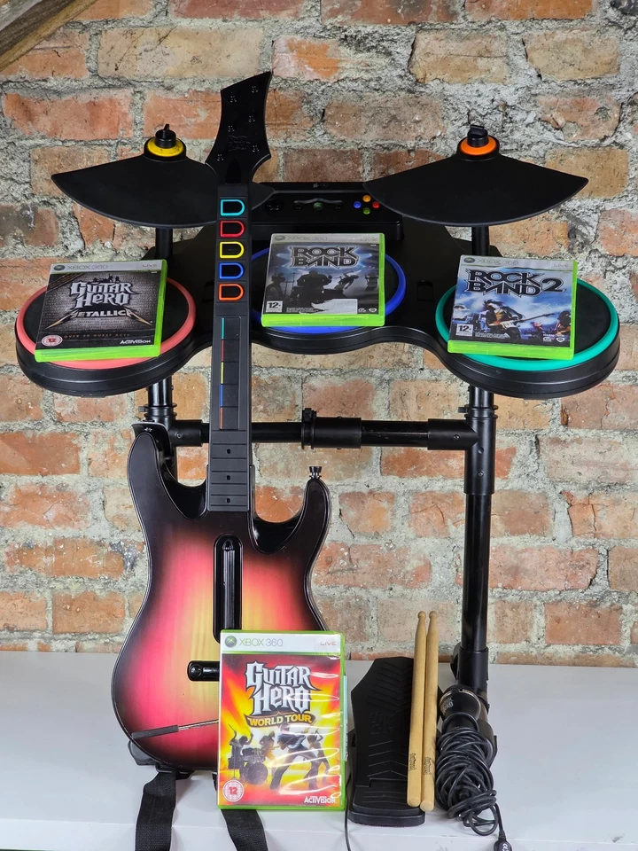 Guitar Hero World Tour Xbox 360 Wireless Drum Kit Drums Bundle Controller & Game - Image 1 of 4