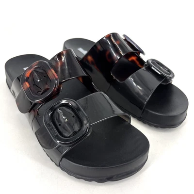 Melissa Cozy Black/Clear Tortoise Buckle Sandals Jelly Slides Women’s Size 6 - Image 1 of 4
