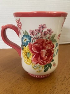 Pioneer Woman Fancy Flourish Rose Design Stoneware Coffee/Tea Mug 18 Oz EUC - Picture 1 of 6