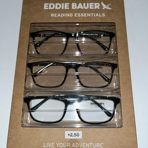 +2.50 Eddie Bauer Reading Glasses 3 Pack pair green black readers Men's - Picture 1 of 6