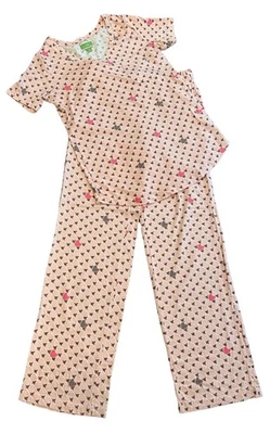 VERA BRADLEY Pijama 2 Piezas XS Rosa Corazón Manga Corta Top Pantalones Conjunto de Salón Foto 1 de 4