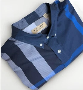 Camisa Burberry London Luxe Mega Nova de algodón a cuadros con botones azul XXXL 180/112C - Imagen 1 de 15