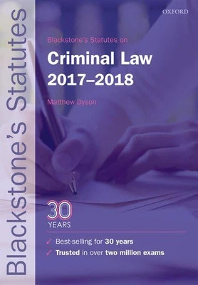 Blackstone's Statutes on Criminal Law 2017-2018 (Blackstone's Statute Serie Book - Image 1 of 2