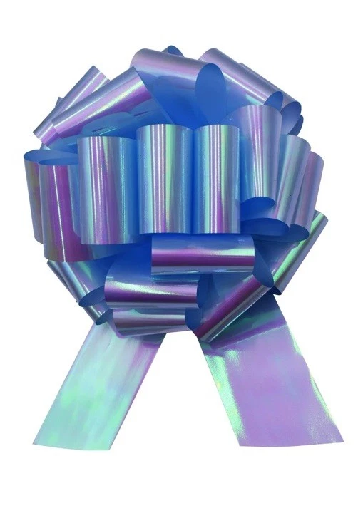 "2PK 14"" Metálico Grande Tirador Arco Regalo Envoltura Arcos Cinta Transparente/Blanco/Plateado" Foto 1 de 4