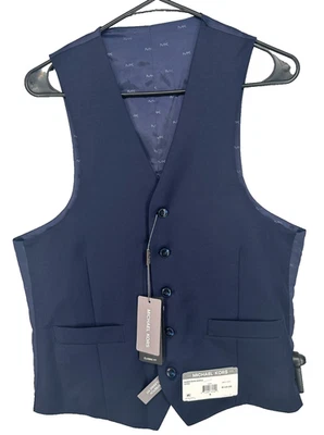 MICHAEL KORS Suit Vest Mens Size Small Navy Classic Fit Wool Blend Stretch FLAWS - Image 1 of 4