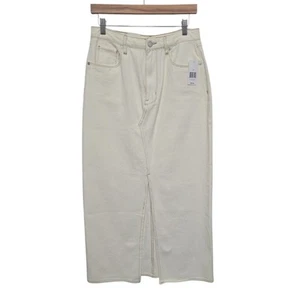 NWT Blank NYC Women's Ecru Denim Maxi Skirt Size 27 Slit 5-Pocket 100% Cotton - Picture 1 of 12