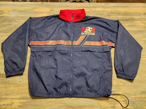 RARE Vintage US Soccer TEAM  Hooded Jacket Adult  XL  80s  For P & G By Umbro Cover