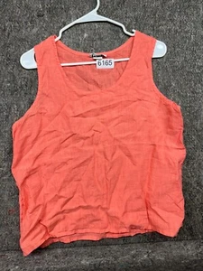 Habitat Tank Top Blouse Clothes To Live In Linen Orange Sleeveless L USA Made - Picture 1 of 6