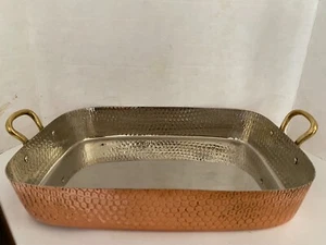 "Tostador rectangular martillado grande vintage de cobre 15"" x 10,5"" Corea" - Imagen 1 de 5