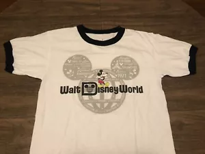Camiseta pequeña blanca timbre con logotipo retro de los parques de Walt Disney World - Imagen 1 de 8