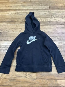 Vintage Logo Nike Long Sleeve Logo Hoodie Sweatshirt Black Kids Toddler Size S - Picture 1 of 2