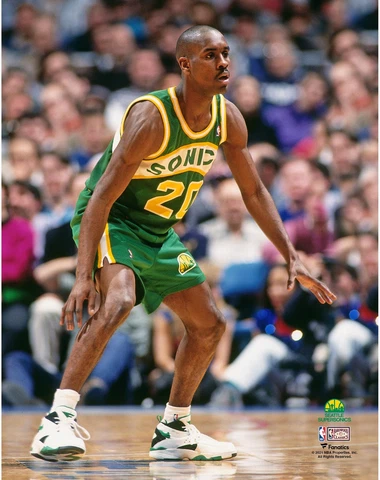 Gary Payton Seattle Supersonics Unsigned Hardwood Classics On Defense Photograph Cover