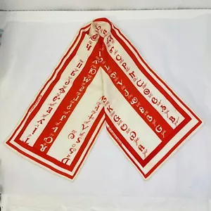 1960s Frankie Welch Nylon Scarf Cherokee Alphabet Hard to Find Red White Vintage - Picture 1 of 17