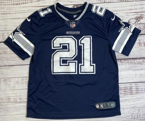 Ezekiel Elliott Dallas Cowboys NIKE NFL On Field Blue Home Jersey Men's L #21 Cover