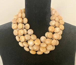 Angela Caputi Multi Strand Beige Flat Beads Resin Necklace - Picture 1 of 8