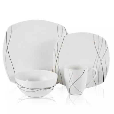 MIKASA что-то новое 4-местная установка квадратный ужин салат тарелка чаша кружка комплект новый - Изображение 1 из 4