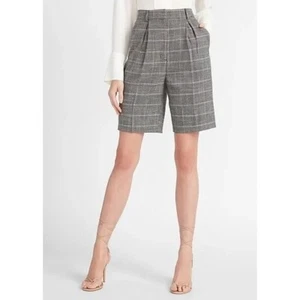 Express High Waisted Plaid Pleated Bermuda Shorts 00 - Picture 1 of 3