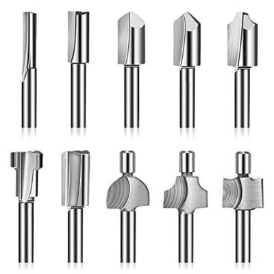 Hakkin HSS Router Bits 10Pcs 3mm 1/8 Mini Shank Carpentry Router Bits Fit Dremel - Image 1 of 4