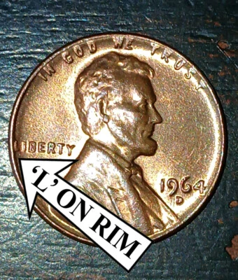 1964 D Red Penny with Lettering on Obverse Rim ERROR - Image 1 of 4