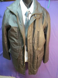 Men’s Wilda Genuine Leather Jacket with Lining dark brown - Picture 1 of 4
