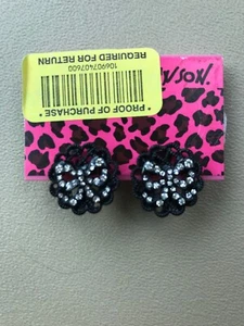 Pendientes de tachuelas BETSEY JOHNSON ARCOS DE FILIGRANA negros nuevos con etiquetas - Imagen 1 de 1