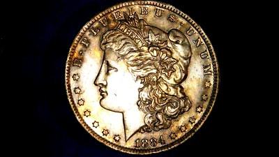 1884 0- ERROR MISSING LEAF RVS NICE TONING-917 - Image 1 of 4