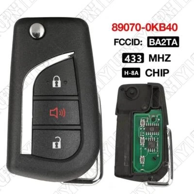89070-0KB40 FCCID BA2TA 3-Button Key 433MHz H-8A Chip For Toyota Hilux Vios RAV4 - Image 1 of 4