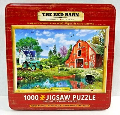 1000 Piece Puzzle The Red Barn Puzzle 19 x 26.5 Reusable Tin Eurographics - Image 1 of 4