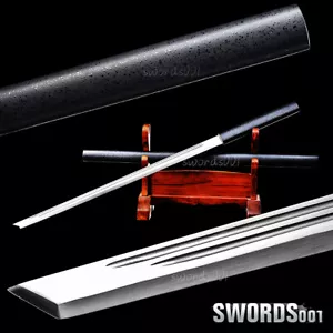 cool black Japanese Ninja Sword spring steel STRAIGHT blade Chinese Tang Dao - Picture 1 of 12