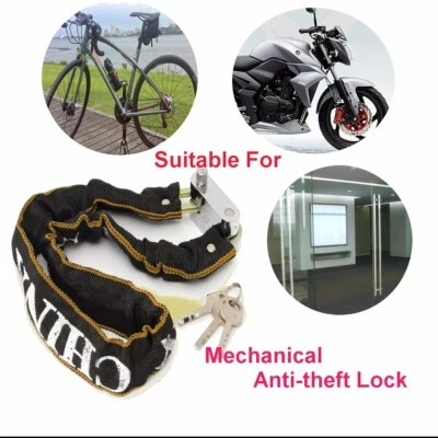 Heavy Duty Motorcycle Bike Bicycle Chain Lock Anti-theft Security Padlock + Keys - Image 1 of 4