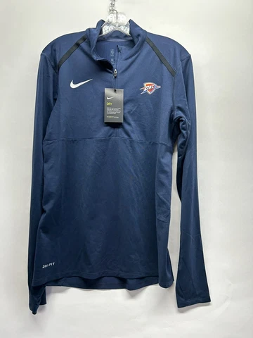 Nike Dry Mens Small Blue OKC Thunder 1/2 Zip Pullover NEW (G7) Cover