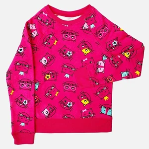 Athletic Works Cat Sweatshirt Girl’s M 7-8 Pink Long Sleeve Pullover Kitty Cat - Picture 1 of 4