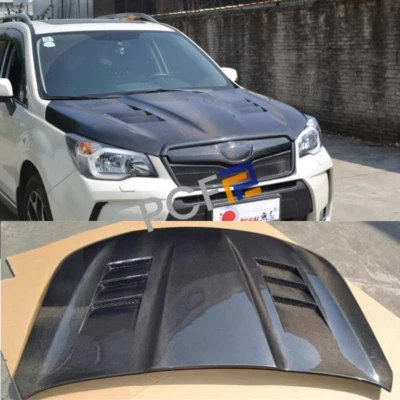 Real Carbon WRC style Front Hood Vented Bonnet Cover For Subaru Forester 2013-18 - Imagem 1 de 4