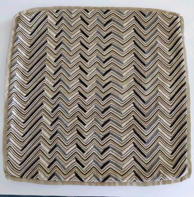 1- 20X20" Embroidered Heringbone Design Pillow Cover With Tan Flange. - Image 1 of 3