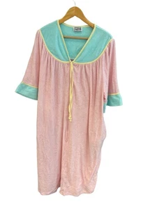 Vintage Saybury Pastell Rosa & Aqua Frottee Kaftan - Bild 1 von 5