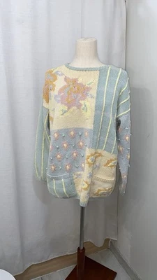 Suéter Adrienne Vittadini Vintage Años 80 Cuentas Primavera | Talla S Foto 1 de 4