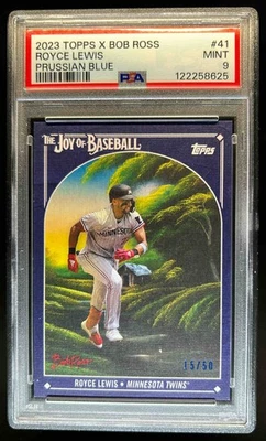 2023 Topps x Bob Ross Baseball Royce Lewis Prussian Blue Canvas #15/50 PSA 9 - Image 1 of 2