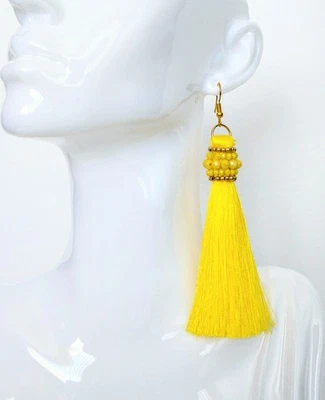 Handmade Gold Plated & Crystal Faceted Beads Tassel Earrings - Image 1 of 4