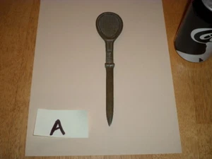 TENNIS RACKET - BRONZE METAL BLADE, LETTER OPENER, VINTAGE - Picture 1 of 4
