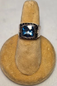 Princess Cut Blautopas Sterlingsilber Ring, Saphir & 14k Gelbgold Akzente - Bild 1 von 12